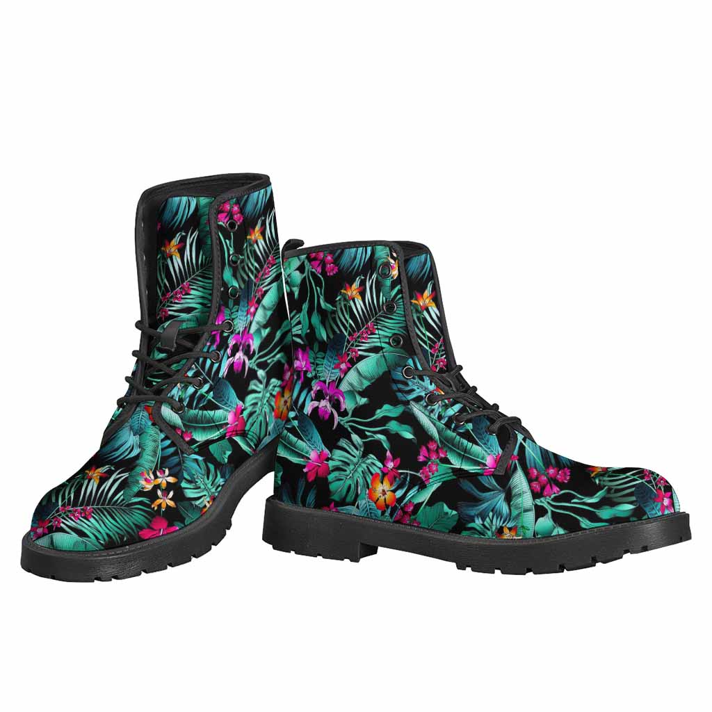 Teal Tropical Leaf Hawaii Pattern Print Backpack