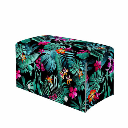 Teal Tropical Leaf Hawaii Pattern Print Leather Tissue Box Cover