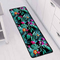 Teal Tropical Leaf Hawaii Pattern Print Long Kitchen Mat