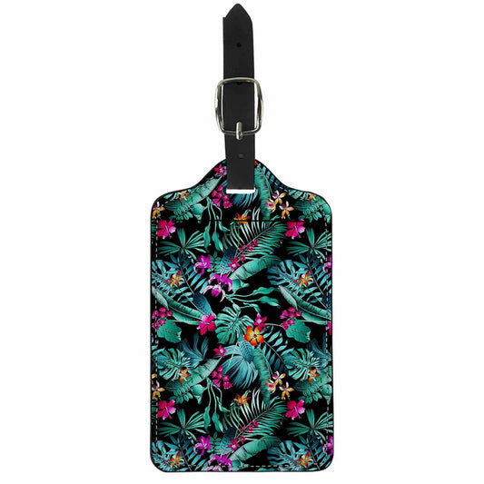 Teal Tropical Leaf Hawaii Pattern Print Luggage Tag