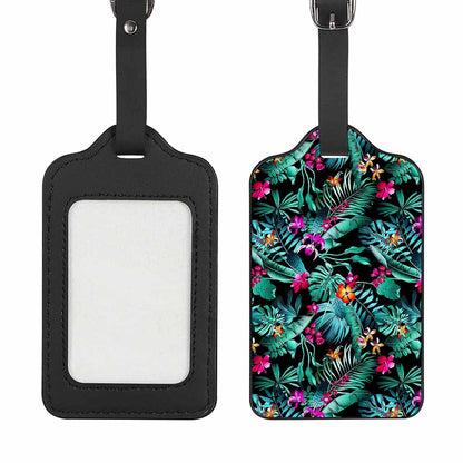 Teal Tropical Leaf Hawaii Pattern Print Luggage Tag