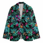 Teal Tropical Leaf Hawaii Pattern Print Men's Blazer