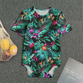 Teal Tropical Leaf Hawaii Pattern Print Men's Bodysuit