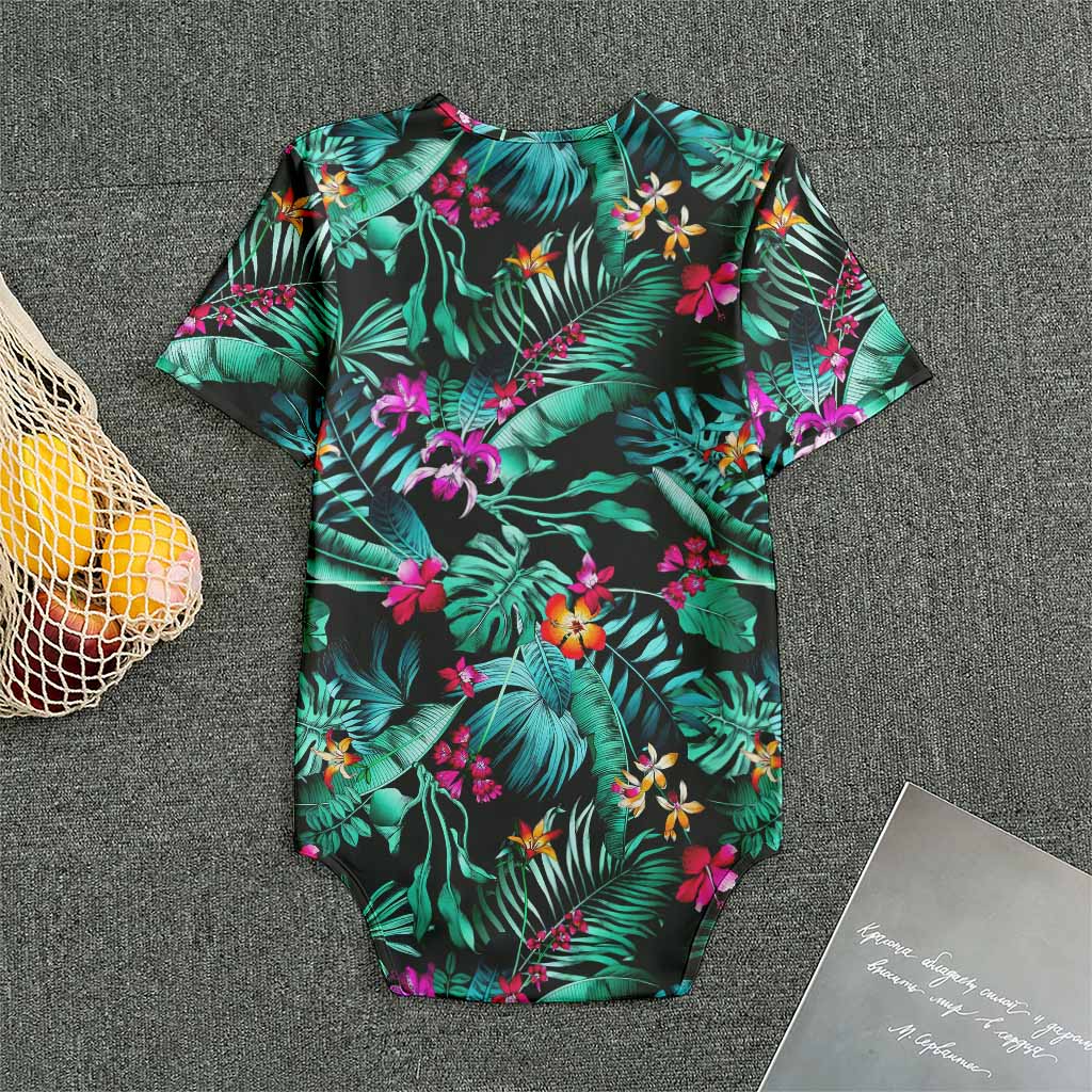 Teal Tropical Leaf Hawaii Pattern Print Men's Bodysuit