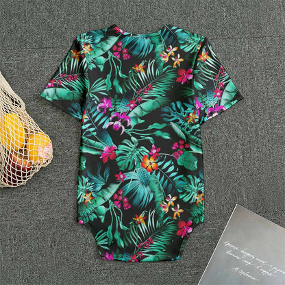 Teal Tropical Leaf Hawaii Pattern Print Men's Bodysuit