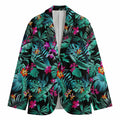 Teal Tropical Leaf Hawaii Pattern Print Men's Cotton Blazer