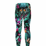 Teal Tropical Leaf Hawaii Pattern Print Men's leggings