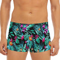 Teal Tropical Leaf Hawaii Pattern Print Men's Short Boxer Briefs