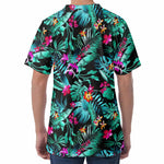 Teal Tropical Leaf Hawaii Pattern Print Men's Velvet T-Shirt