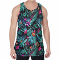 Teal Tropical Leaf Hawaii Pattern Print Men's Velvet Tank Top