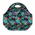 Teal Tropical Leaf Hawaii Pattern Print Neoprene Lunch Bag