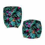 Teal Tropical Leaf Hawaii Pattern Print Office Chair Cover