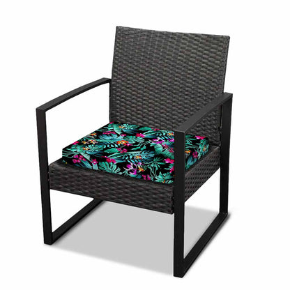Teal Tropical Leaf Hawaii Pattern Print Outdoor Seat Cushion Cover