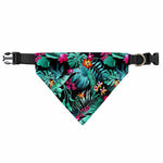 Teal Tropical Leaf Hawaii Pattern Print Over The Collar Dog Bandana