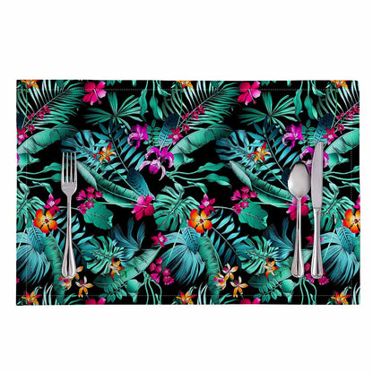 Teal Tropical Leaf Hawaii Pattern Print Placemat