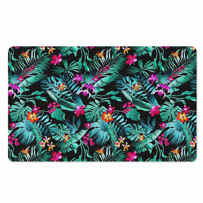 Teal Tropical Leaf Hawaii Pattern Print Polyester Doormat