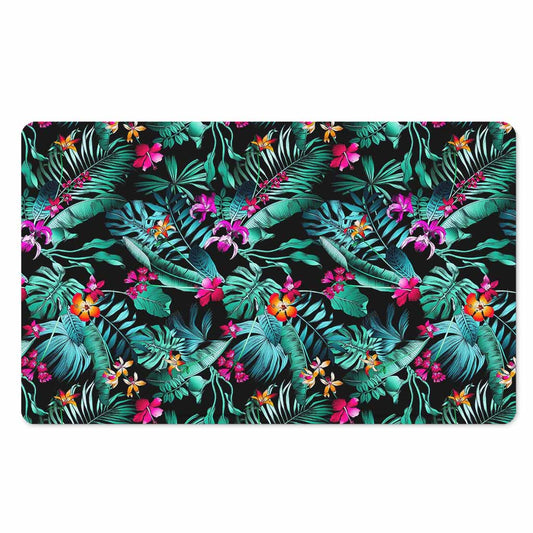 Teal Tropical Leaf Hawaii Pattern Print Polyester Doormat