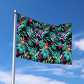 Teal Tropical Leaf Hawaii Pattern Print Polyester Flag