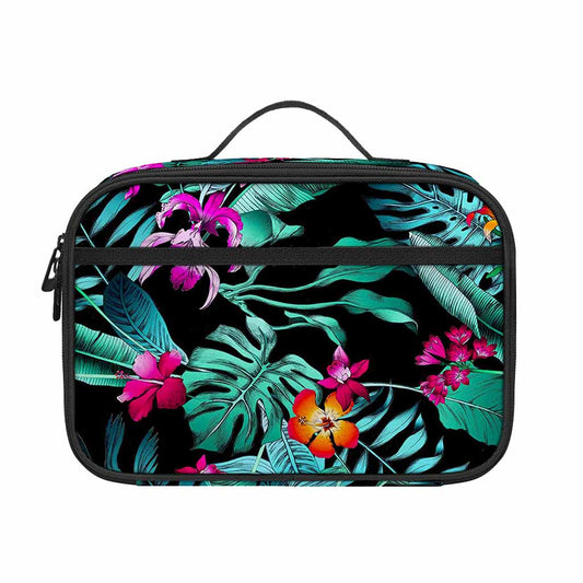 Teal Tropical Leaf Hawaii Pattern Print Portable Lunch Bag