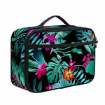 Teal Tropical Leaf Hawaii Pattern Print Portable Lunch Bag