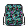 Teal Tropical Leaf Hawaii Pattern Print Rectangular Crossbody Bag