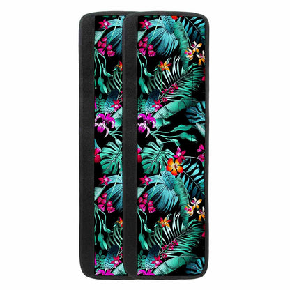 Teal Tropical Leaf Hawaii Pattern Print Refrigerator Handle Covers