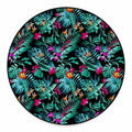 Teal Tropical Leaf Hawaii Pattern Print Round Floor Mat