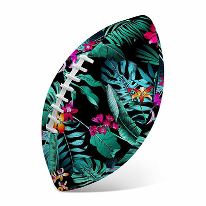 Teal Tropical Leaf Hawaii Pattern Print Rugby Ball