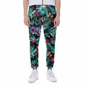 Teal Tropical Leaf Hawaii Pattern Print Joggers