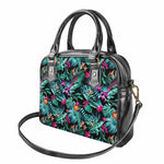 Teal Tropical Leaf Hawaii Pattern Print Shoulder Handbag