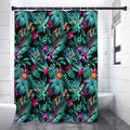 Teal Tropical Leaf Hawaii Pattern Print Shower Curtain