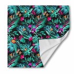Teal Tropical Leaf Hawaii Pattern Print Silk Bandana