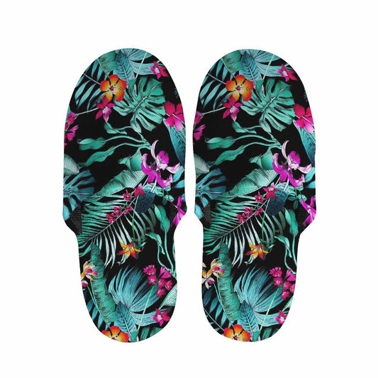 Teal Tropical Leaf Hawaii Pattern Print Slippers