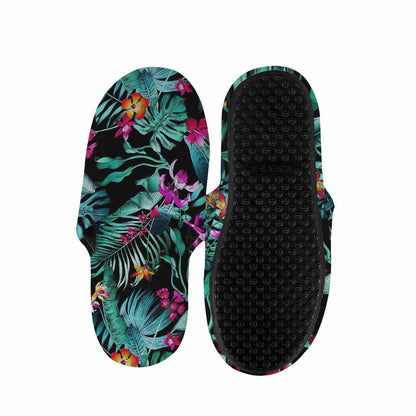 Teal Tropical Leaf Hawaii Pattern Print Slippers