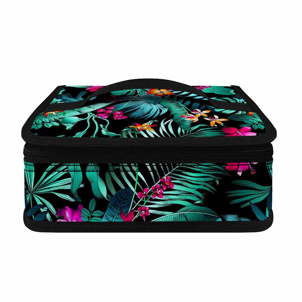Teal Tropical Leaf Hawaii Pattern Print Small Lunch Bag