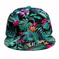 Teal Tropical Leaf Hawaii Pattern Print Snapback Cap