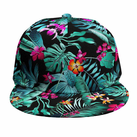 Teal Tropical Leaf Hawaii Pattern Print Snapback Cap