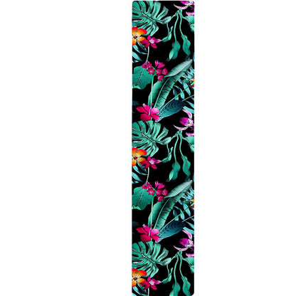 Teal Tropical Leaf Hawaii Pattern Print Table Runner