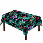 Teal Tropical Leaf Hawaii Pattern Print Tablecloth
