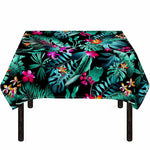 Teal Tropical Leaf Hawaii Pattern Print Tablecloth