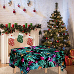 Teal Tropical Leaf Hawaii Pattern Print Tablecloth