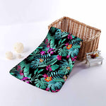 Teal Tropical Leaf Hawaii Pattern Print Towel