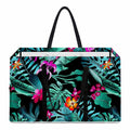 Teal Tropical Leaf Hawaii Pattern Print Utility Tote Bag