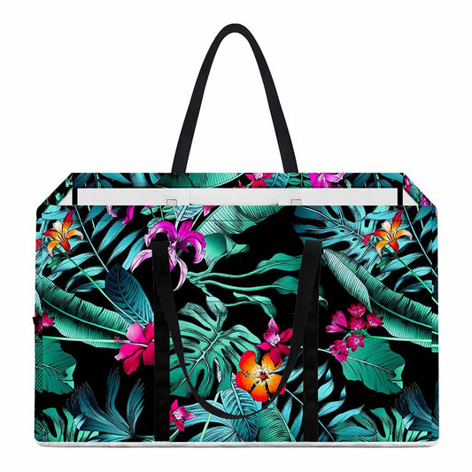 Teal Tropical Leaf Hawaii Pattern Print Utility Tote Bag