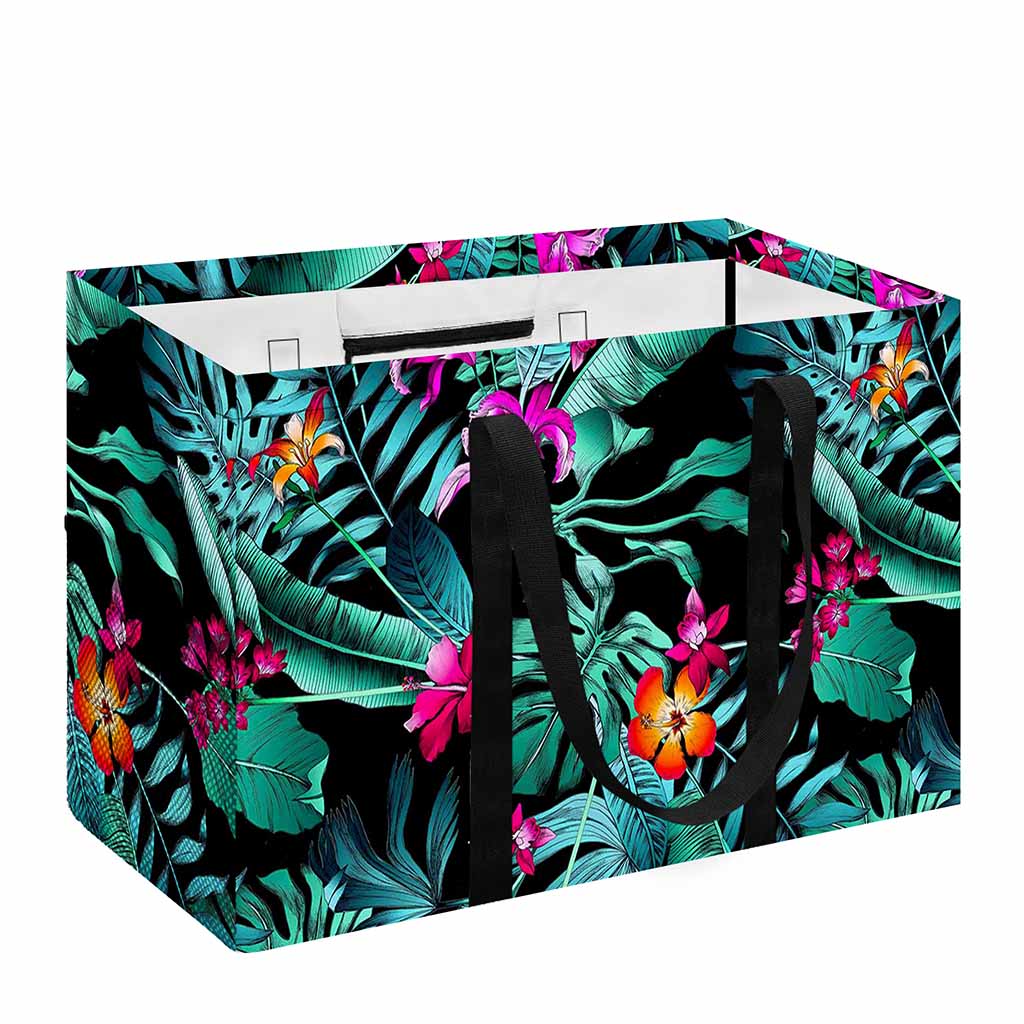Teal Tropical Leaf Hawaii Pattern Print Utility Tote Bag