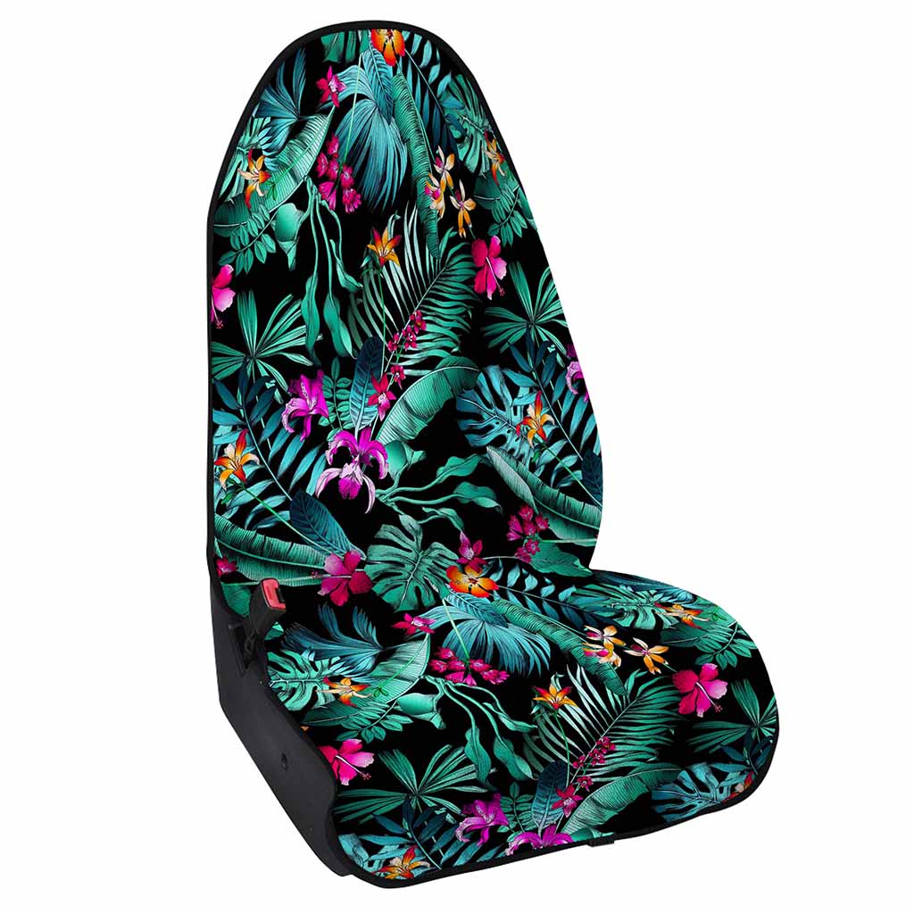 Teal Tropical Leaf Hawaii Pattern Print Waterproof Car Seat Cover