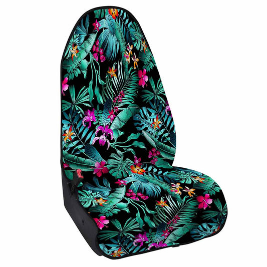 Teal Tropical Leaf Hawaii Pattern Print Waterproof Car Seat Cover