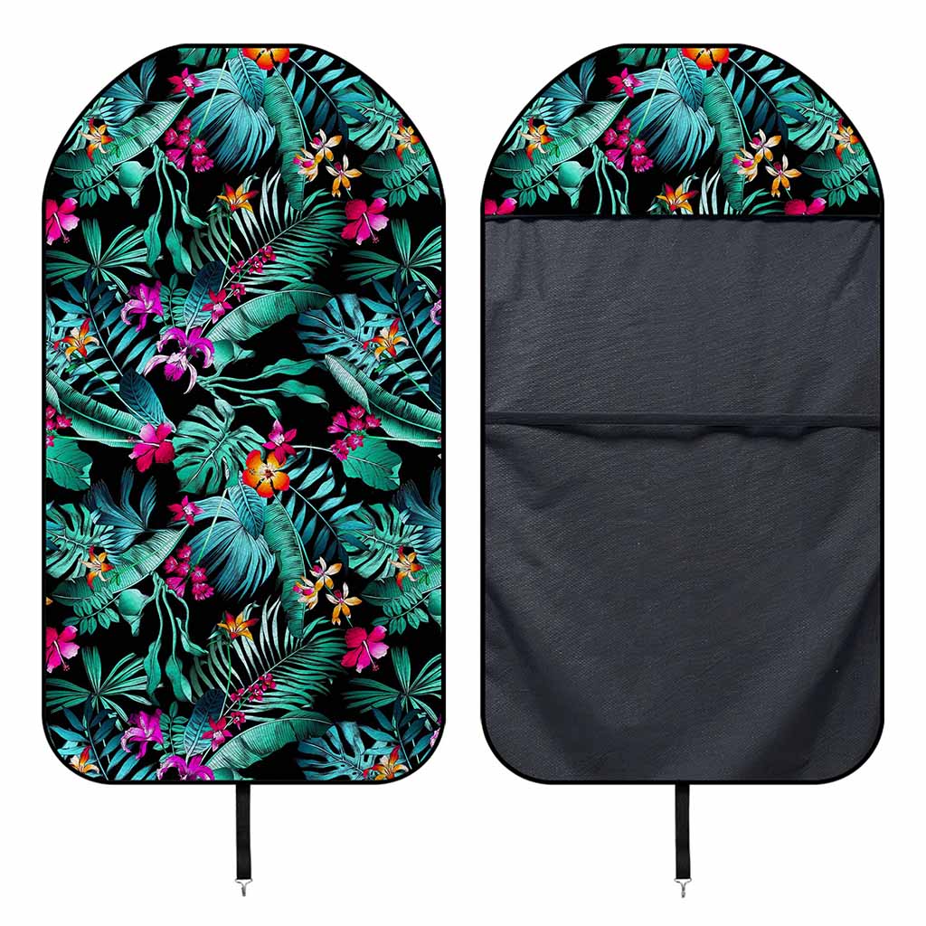Teal Tropical Leaf Hawaii Pattern Print Waterproof Car Seat Cover
