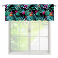 Teal Tropical Leaf Hawaii Pattern Print Window Valance