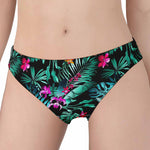 Teal Tropical Leaf Hawaii Pattern Print Women's Panties